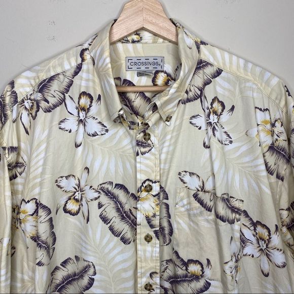 CROSSINGS Hawaiian print short sleeve button down shirt size XXL - Picture 2 of 7